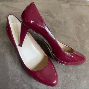 AUTHENTIC COLE HAAN MAROON LEATHER PLATFORM PUMPS
